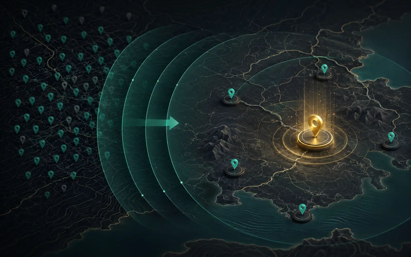 Map filtering and destination discovery concept for Treasure Map